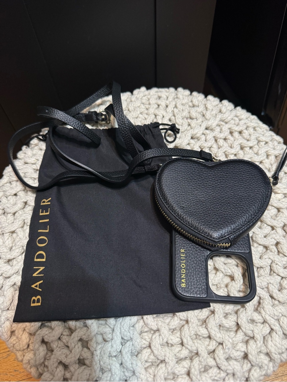 Bandolier Black Heart Crossbody Phone Case with Coin Pouch *Fits iPhone 13 Pro